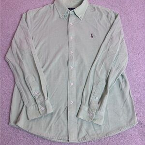 Mens L Ralph Lauren Knit Oxford classic long sleeve button down shirt mint green